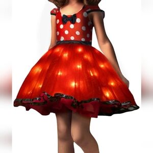 Minnie, NWT Girls Red Light-Up Polka Dot Costume Dress